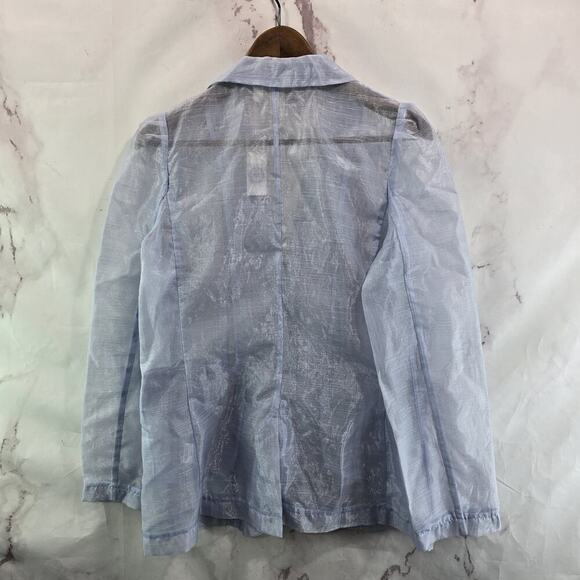 Anthropologie Blazer Womens Medium Blue Periwinkle Sheer Formal Jacket Dolan - Picture 5 of 13